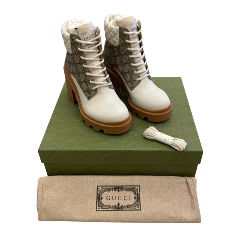NEW Gucci GG Supreme Leather Ankle Boots 659691 UC810 Size 37.5 | US 7.5 - Picture 2 of 16